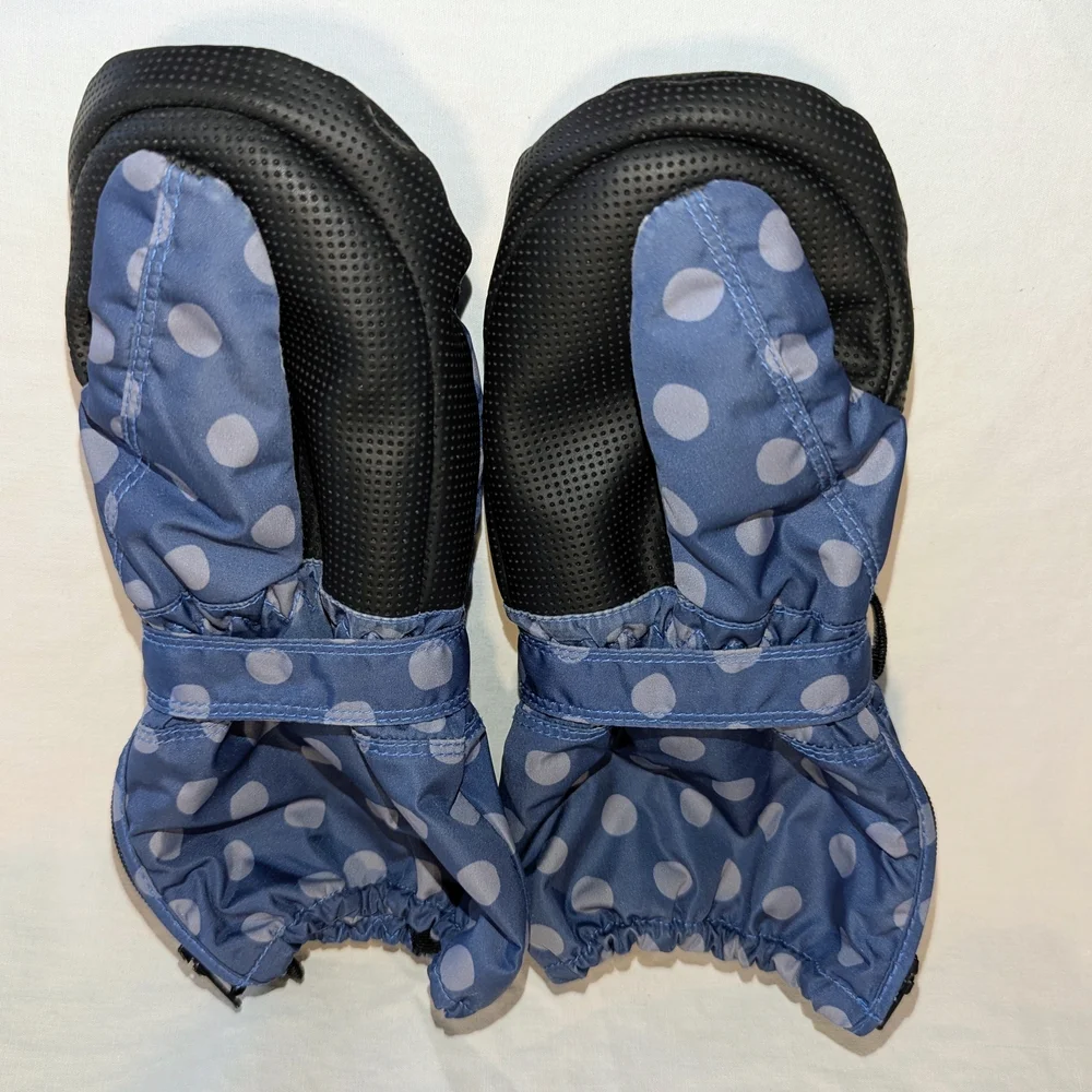 Hestra Size 4 Waterproof Insulated Blue and Gray Polka Dot Kids Mittens